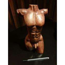 Houten torso man. 33 cm hoog.