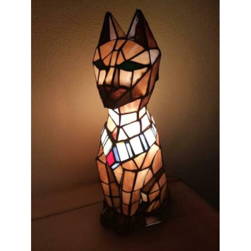 Tiffany lamp tafellamp vloerlamp kat poes glas en lood