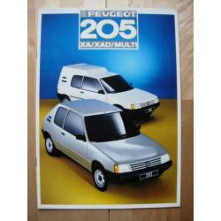 Peugeot 205 XA XAD Multi Brochure ca 1986 - Bestel