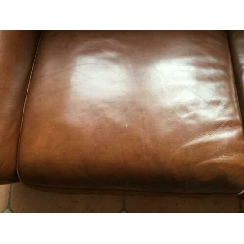 2.5 en 2 zitter bankstel leder kleur cognac bruin