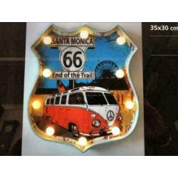 Route 66 bord met led-verlichting 25 % korting