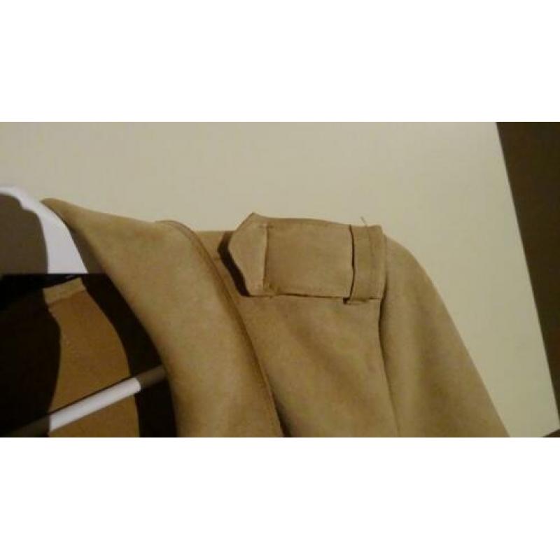 Zara camel / beige suede trenchcoat met ceintuur maat S