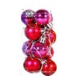 Roze kerstballen 12 stuks 3 cm - Kerstballen